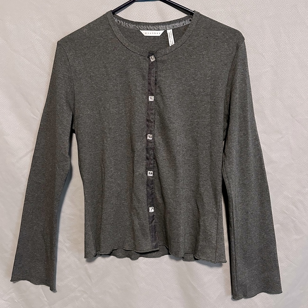 Clothes Grey Cotton Cardigan Size L